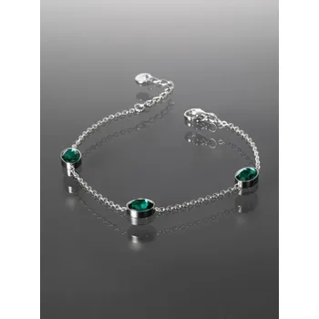 Náramek Prosperk Náramek z chirurgické oceli s ovály se zelenými krystaly S2579