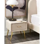 Noční stolek béžový sametový čalouněný 1 zásuvka minimalistický design nábytek do ložnice Beliani