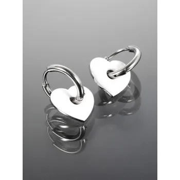 Náušnice Prosperk Náušnice ocelové kroužky s bílým srdcem S1544