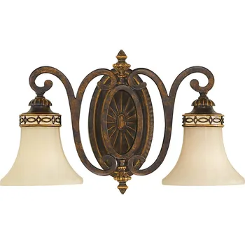 Lampička FEISS Nástěnné světlo Drawing Room, 2zdrojové, široké hnědá, krémová 2 x 100 W - Doprava zdarma