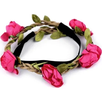 Čelenka Čelenka do vlasů pružná s růžemi pink 1ks