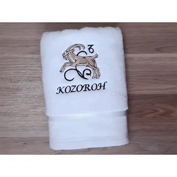 Osuška Luxusní osuška se znamením KOZOROH 450g bílá/hnědá