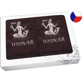 Ručník Luxusní dárková sada ručník + osuška Znamení Vodnář hnědá/hnědá