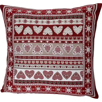 Povlak na dekorativní polštářek Polášek Holešov Povlak Vánoční 5950-2 40x40 Červená vánoční 65% Polyester+3%Lurex+32%Bavlna