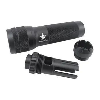 Airsoft QD Tlumič typu PBS + tlumič výšlehu - Černý