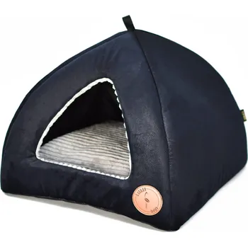 Pelíšek pro psa Lauren Design Bouda Bella VELVET, černá Velikost: S (40x40cm)