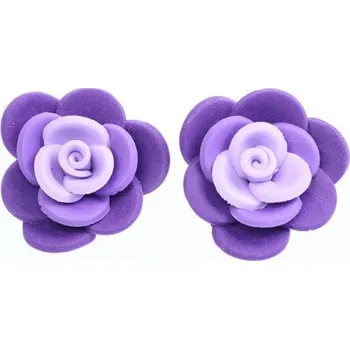 Šperk Fimos Náušnice Fimo pecky - fialové květy S2960