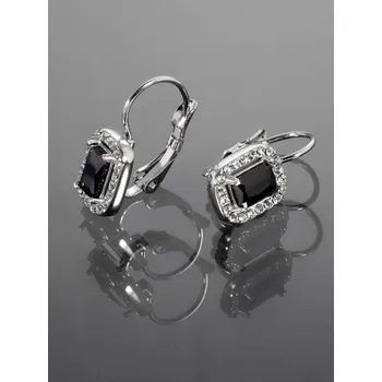 Náušnice Prosperk Náušnice z chirurgické oceli s černým krystalkem stříbrná S0847