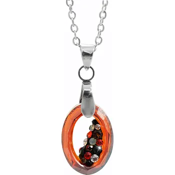Módní doplněk JSB bijoux s.r.o. Ocelový náhrdelník šikmo osázený malý ovál Swarovski Red Magma