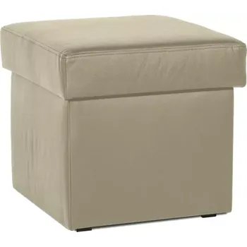 Taburet Kožený taburet s úložným prostorem 45x45, béžová (K-11)