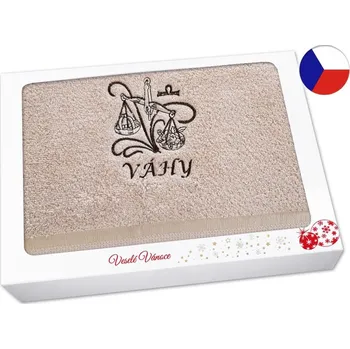 Vánoční dekorace Vánoční dárkové balení ručníku Znamení Váhy béžová/hnědá