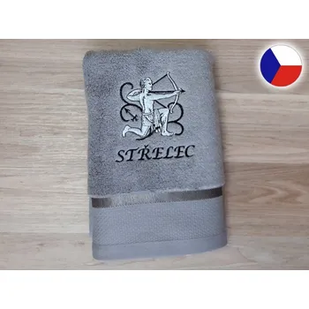 Osuška Luxusní osuška se znamením STŘELEC 450g šedá/šedá