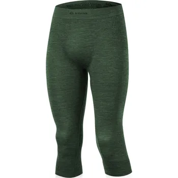 Pánské termo spodky MAREO pánské bezešvé merino 3/4 kalhoty - Zelená 6160 / S/M / Zelená