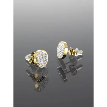 Náušnice Prosperk Náušnice z oceli zlatá kolečka se zirkony S3241