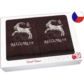 Ručník Vánoční dárková sada ručník + osuška Znamení Kozoroh hnědá/hnědá