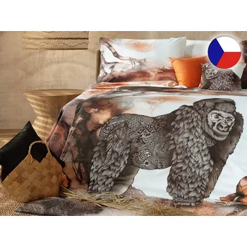Povlečení Luxusní povlečení bavlněný satén GEON 70x90, 140x200 Africké léto Gorila