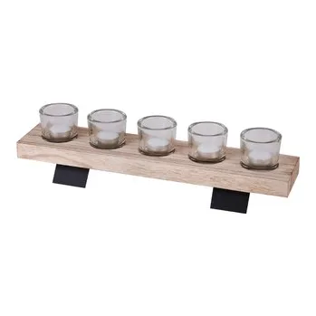 Svícen DOCHTMANN Svícen dřevo, sklo, kov, 46x10x12,5cm, 5 svíček
