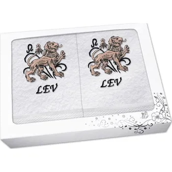 Ručník Luxusní dárková sada ručník + osuška Znamení Lev bílá/hnědá