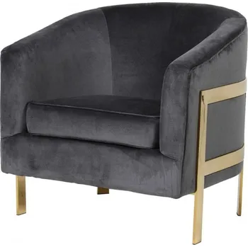 Křeslo Luxusní šedé křeslo Club Bel se zlatým nerezovým rámem