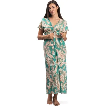 Dámské šaty Dlouhé šaty NEW KAY PLANTS béžovo-tyrkysové