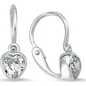 Náušnice Lillian Vassago Dětské náušnice srdce se zirkonem z bílého zlata, zapínání brizura LLV66-KGER019