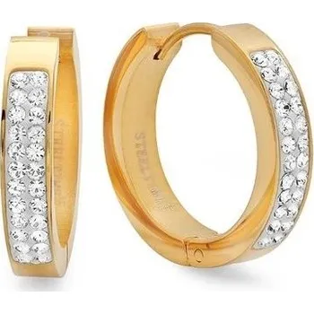 Náušnice Prosperk Náušnice ocelové kroužky s kamínky 2cm S4866