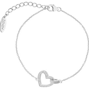 Náramek Stříbrný náramek se zirkony - srdce - AP537-8894