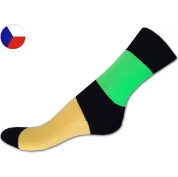 Dámské ponožky Dámské bavlněné ponožky s lycrou 35/37 Hladké zeleno - žluté