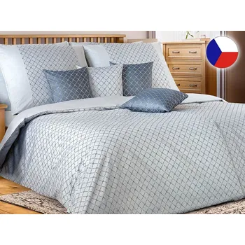 Povlečení Damaškové povlečení EXCELLENT 70x90, 140x220 GEON Mřížka modrá