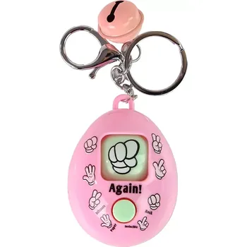 Růžový klíčenka s hrou kámen, papír, nůžky