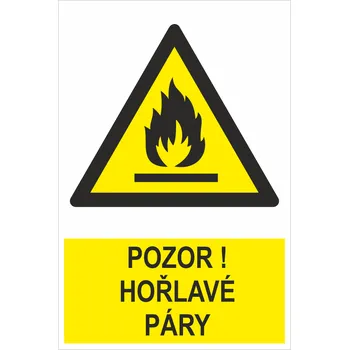 Značení Pozor! Hořlavé páry ISO 7010 samolepící vinylová fólie 200x150 mm