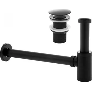 Výpusť KLIK-KLAK + sifon, HAPPO 46397, černá, matná, bez přepadu