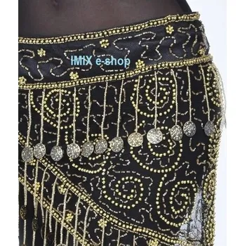 Šátek Vyšívané orientální zdobené šátky AMINA Černá se zlatým