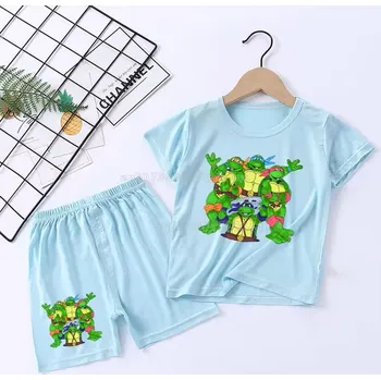 Želvy NINJA Letní pyžámko pro kluky - tričko + kraťásky s motivem "Želvy Ninja" - modré Motiv: RZSG125 modrá, Velikost: 130