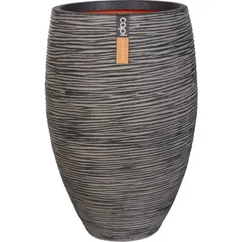 Květináč Capi Europe Květináč kulatý Rib NL, Capi, průměr 38 cm, výška 58 cm, recyklovatelná PE směs, barva anthracite