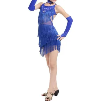 Dívčí šaty Dívčí taneční latino šaty Debora včetně doplňků Tmavě modrá 160