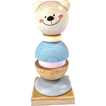 Dřevěná hračka Hess nasazovací věž medvídek