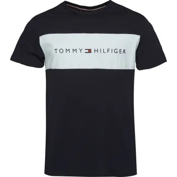Pánské tričko Pánské triko Tommy Hilfiger BLOCK LOGO SS S Tmavě modrá, Bílá