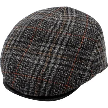 Čepice Fiebig - Headwear since 1903 Zimní šedá pánská bekovka od Fiebig - kostkovaná bekovka Velikost: 59 cm (L)