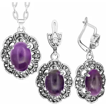Souprava šperků Sada šperků s přírodními kameny Ametyst