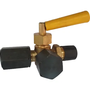 Ventil Manometrový kohout 3-cestný plynový M20x1,5 F/M/M, žlutá páčka