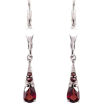 Náušnice granát - stříbrné náušnice - kapka (2002-4) povrchová úprava: zlacené