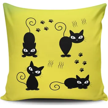 Dekorativní polštářek ASIR Polštář NKRLNT-326 žlutý s kočkami