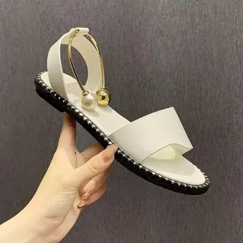 Dámské sandále Dámské letní sandále s designovým kotníkovým náramkem Barva: Bílá, Velikost EUR: 41