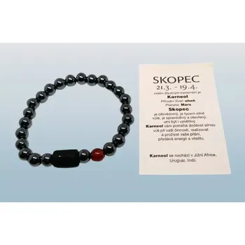 Náramek Hematitový náramek znamení zvěrokruhu Skopec s kartičkou