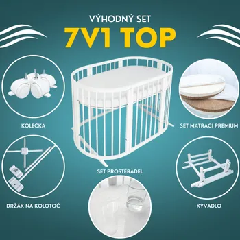 Dětská postýlka Akční set postýlka Royal Sleep 7v1 TOP