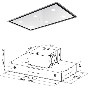 Digestoř Faber Heaven Bright G/WH KL A90 - AKCE | Stropní Digestoř 90 cm Bílá | do podhledu, odtah i recirkulace
