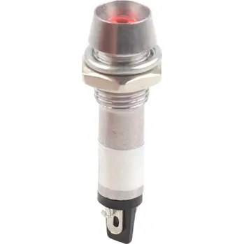 LED páska LED kontrolka kovová XD8-1, pro průměr otvoru 8mm 12 V DC Červená