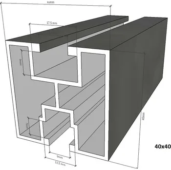 držák na solární panel Aluris Hliníkový profil 40x40 pro solární panely Délka:: 2 m
