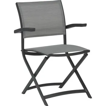 Stern Skládací jídelní křeslo Camillo, Stern, 57x58,5x89 cm, rám lakovaný hliník šedočerný (anthracite), výplet textilen žíhaný černý (carbon)